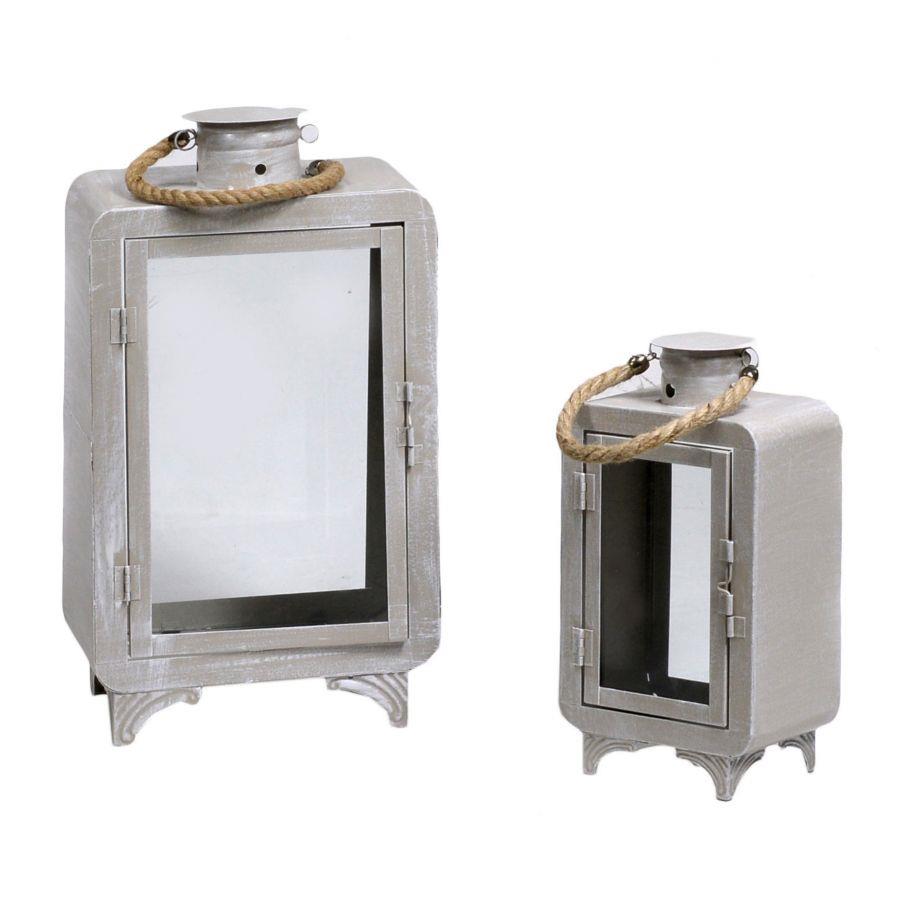 Lanterna rettangolare in metallo sabbia 1-2 cm24x15h44