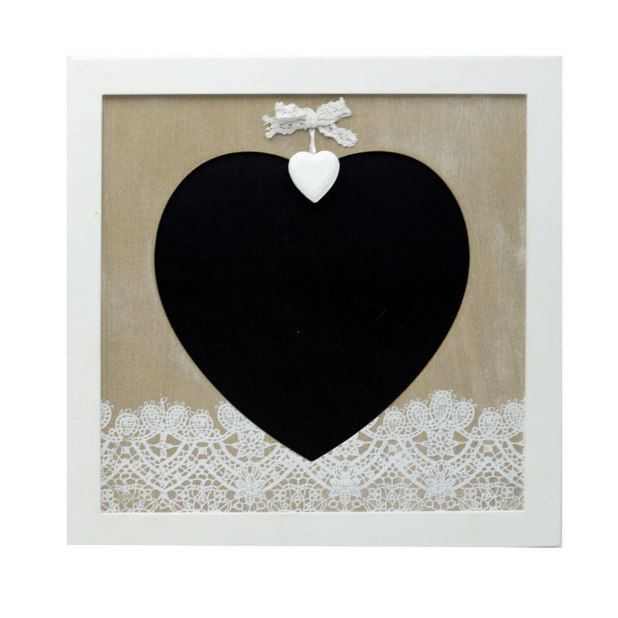 Lavagna legno elegante a forma di cuore 30x30x1,5 cm