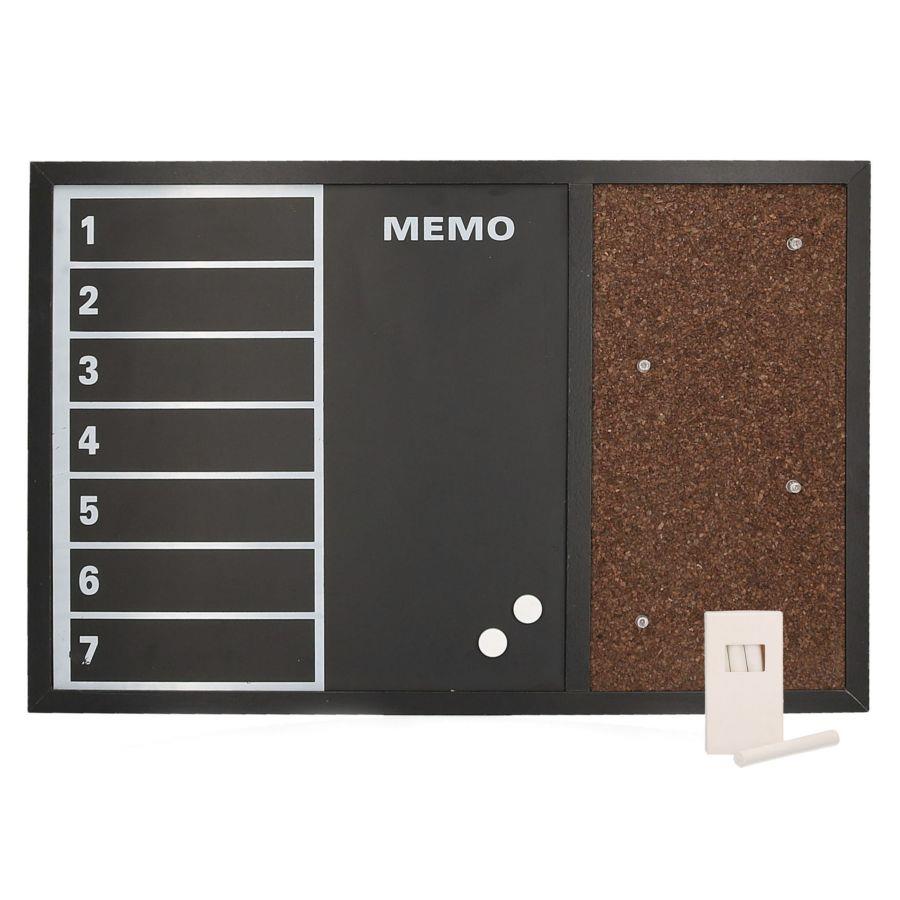 Lavagna magnetica memo con sughero e gessetto 60x40x1,5 cm