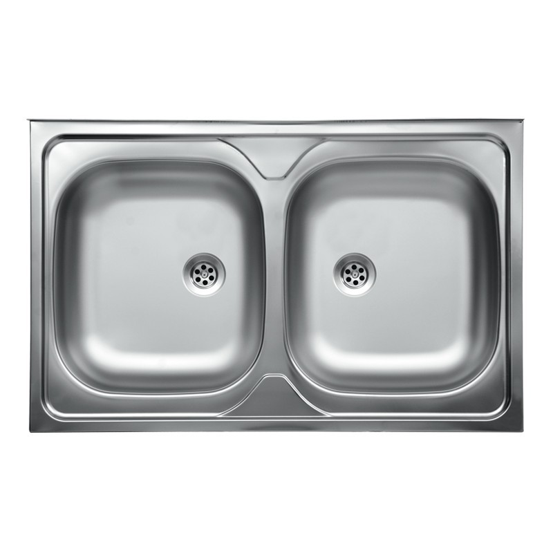 Lavello da cucina due vasche in acciaio inox da appoggio 50x80 cm