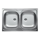 Lavello da cucina due vasche in acciaio inox da appoggio 50x80 cm