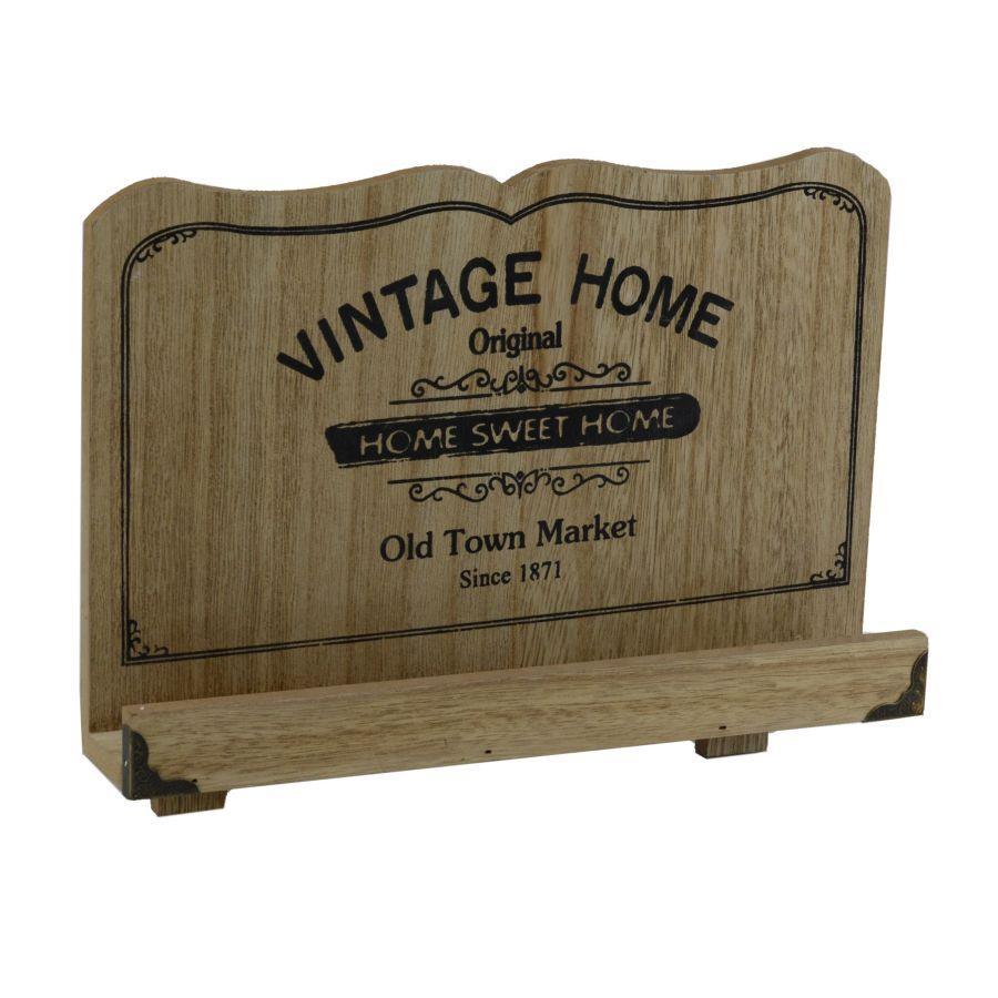 Leggio in legno naturale vintage per la casa - 30x6,3x23 cm