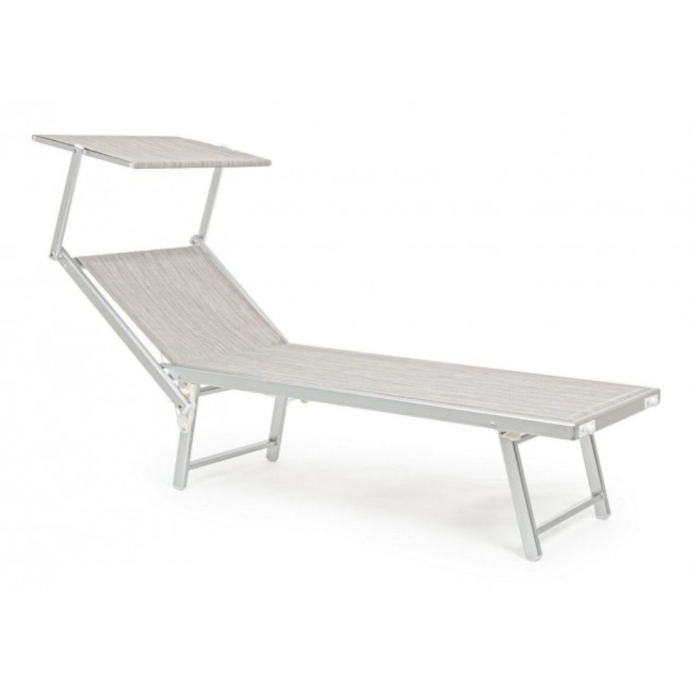 Lettino pieghevole OCEAN in alluminio grigio - Dimensioni: 71x186x106.5cm