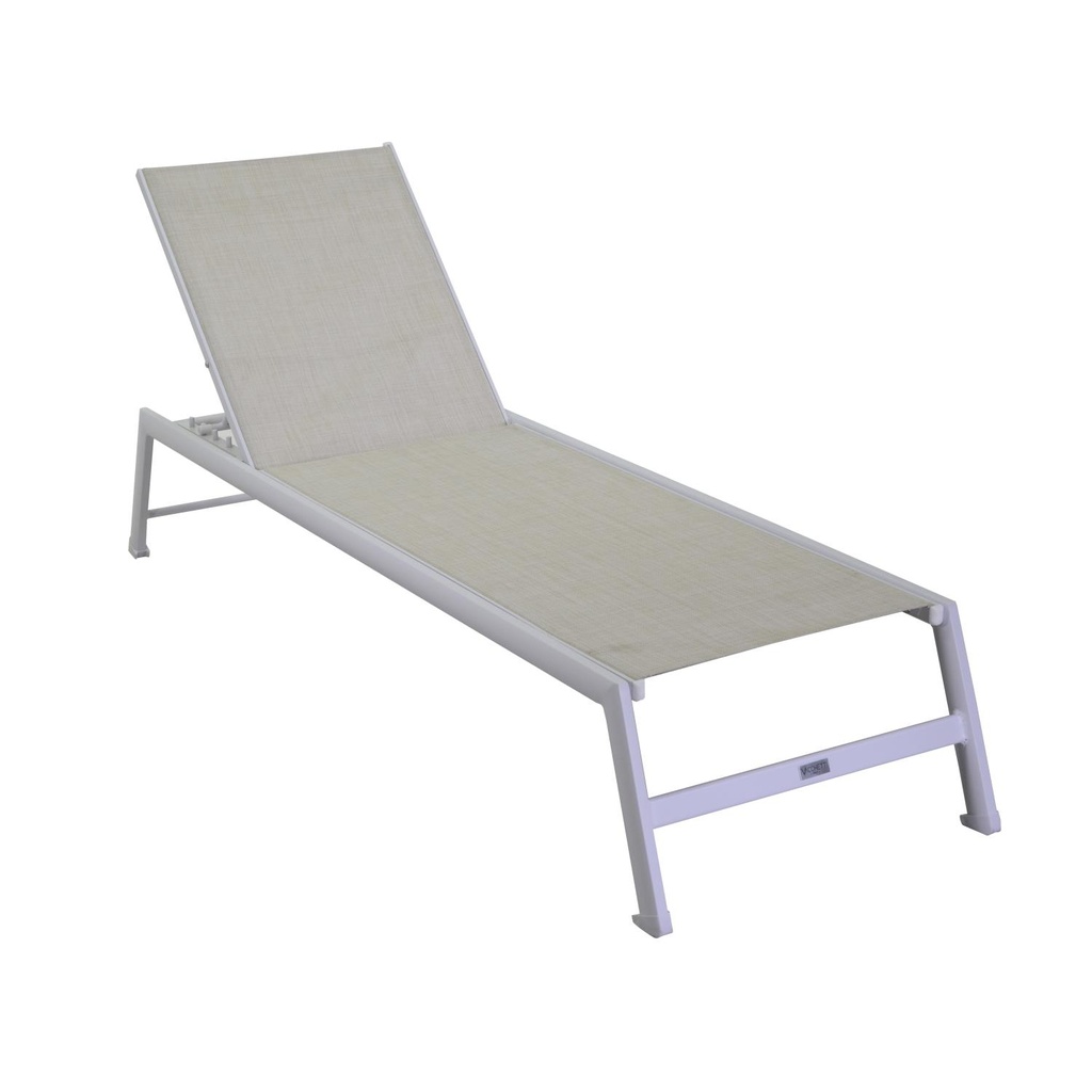 Lettino in alluminio bianco, dimensioni 195x55x31 cm