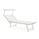 Lettino Prendisole Sdraio Esterno Bianco - Struttura in Alluminio Anodizzato 43x42x1.1mm/40x23x1.2mm, Tessuto in Textilene 4x4 660gr/m2, Due Posizioni, Pieghevole