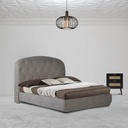 Letto Matrimoniale Contenitore con Testiera Arrotondata Grigio Chiaro Button1