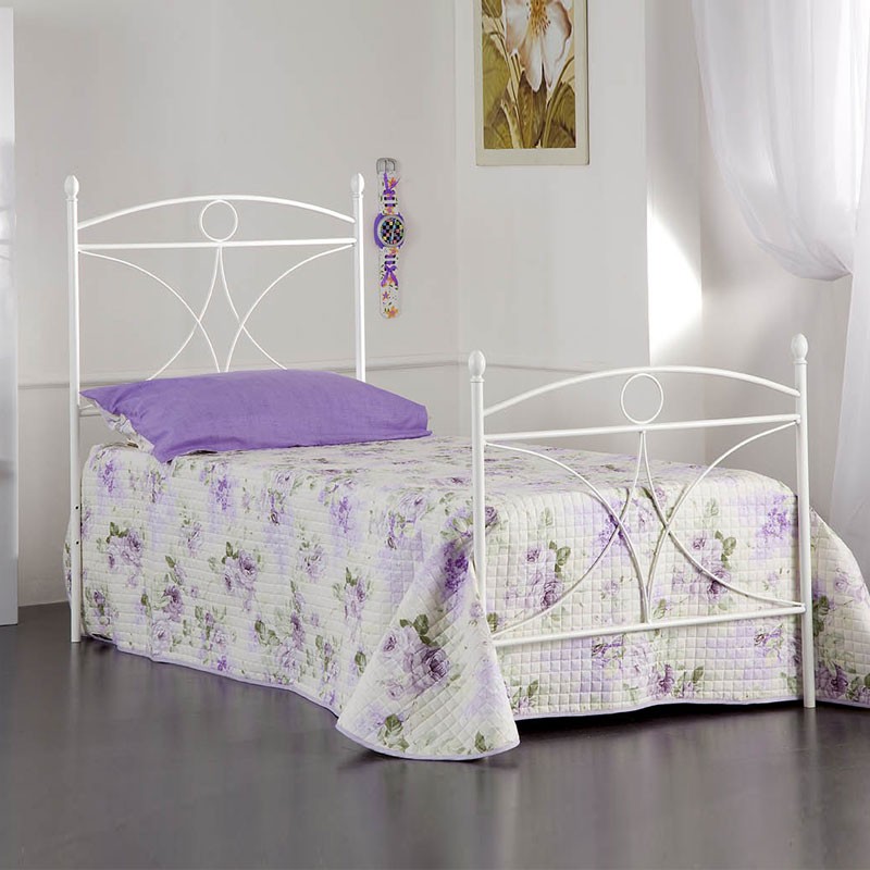 Letto in ferro singolo con pediera Bianco ALICE 92x208x h128 cm