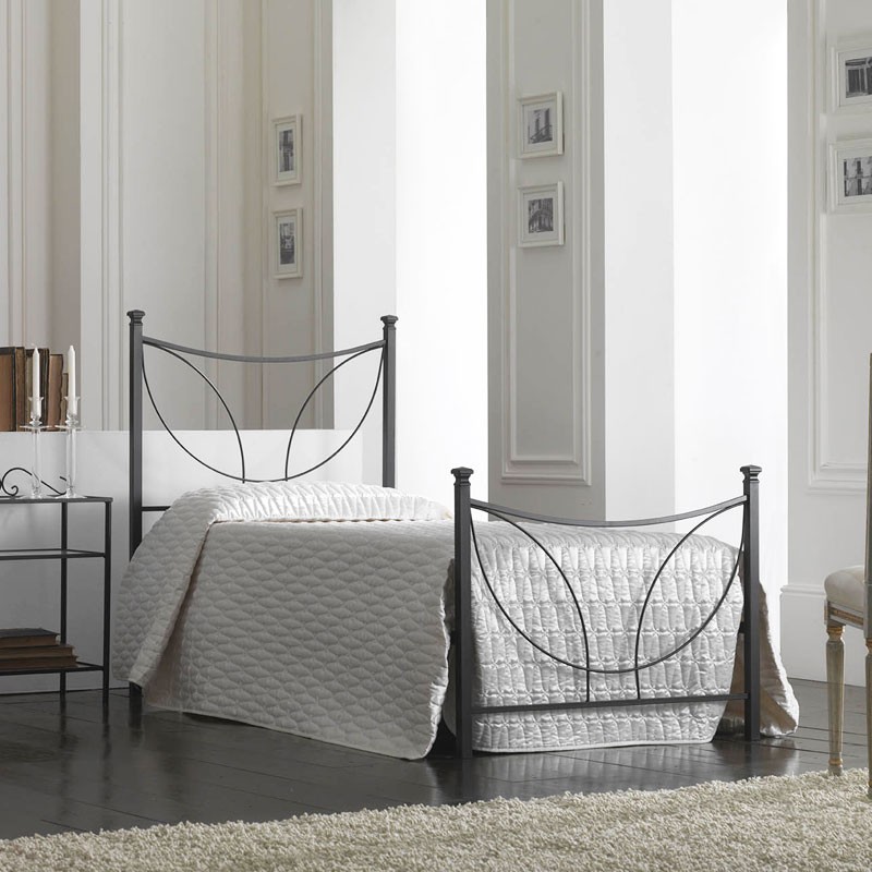 Letto in ferro singolo con pediera TULIPANO Nero 92x208x h117 cm