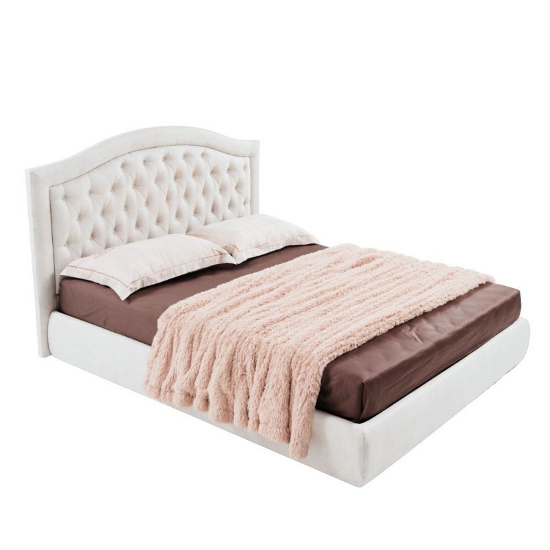 Letto matrimoniale contenitore Flatia bianco trapuntato