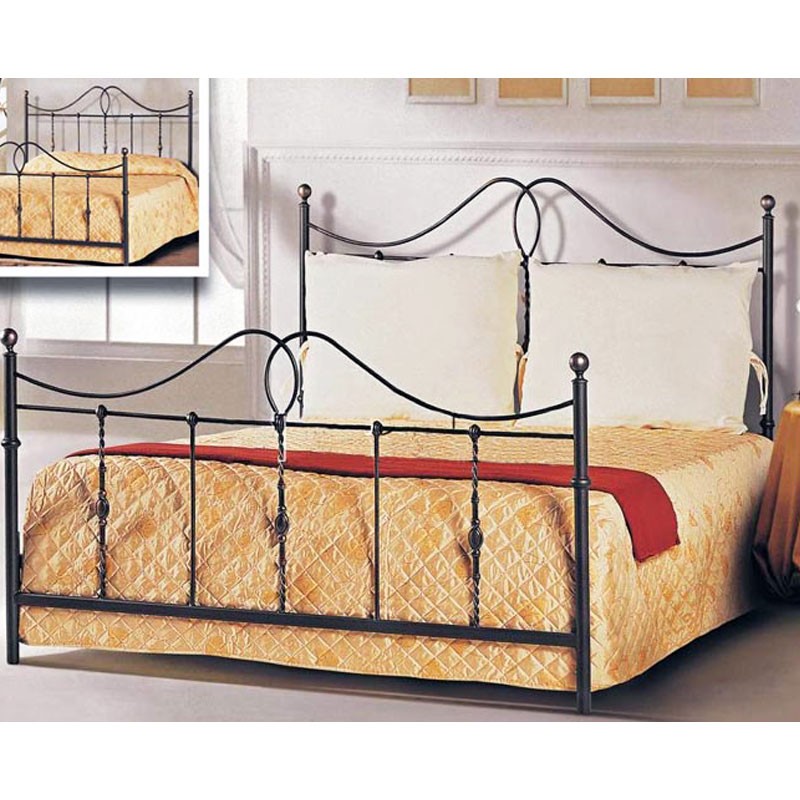 Letto matrimoniale in ferro battuto color antracite 172x202xH.130 cm