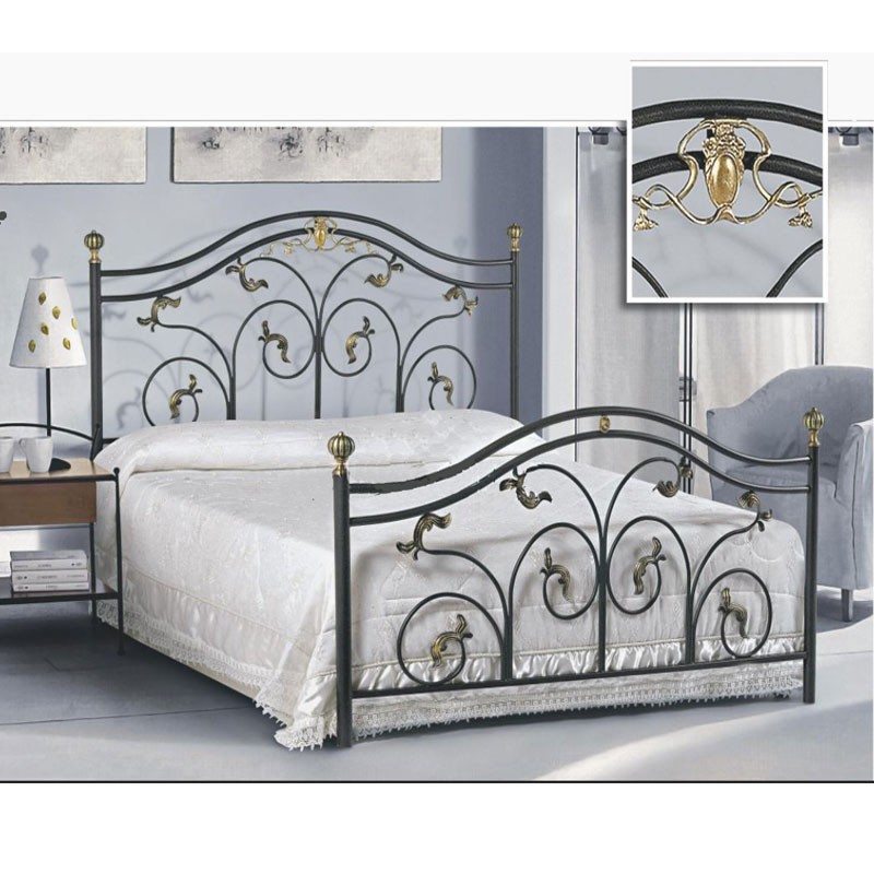 Letto matrimoniale in ferro battuto color antracite 172x202xH.135 cm