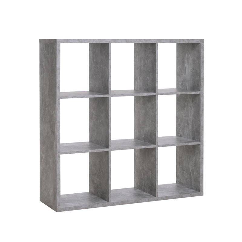Libreria cubo 9 scomparti colore cemento 107x33xh.107 cm