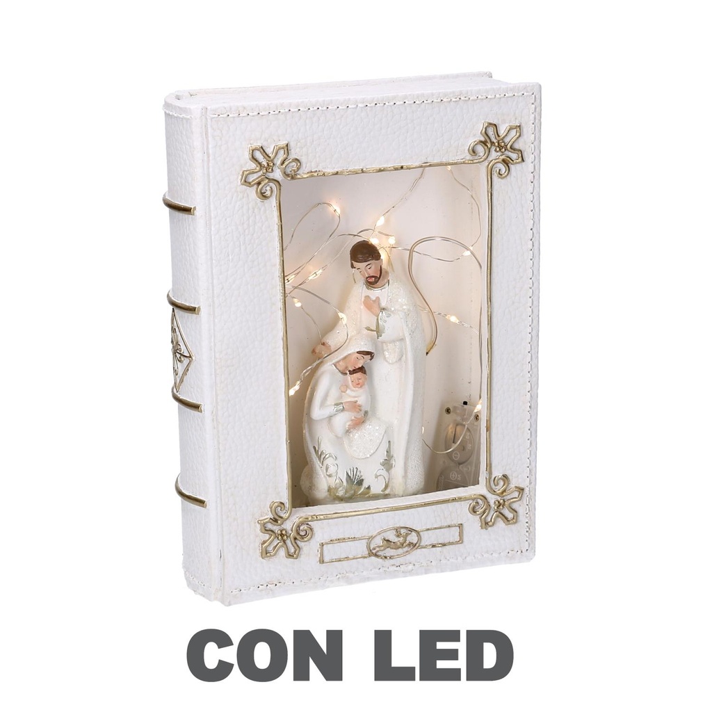 Libro in resina con natività a led bianco 16x5,5x22,2 cm