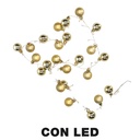 Luce filo sfera oro con 48 led bianco caldo, alimentazione fissa, dimensioni 4x120 cm