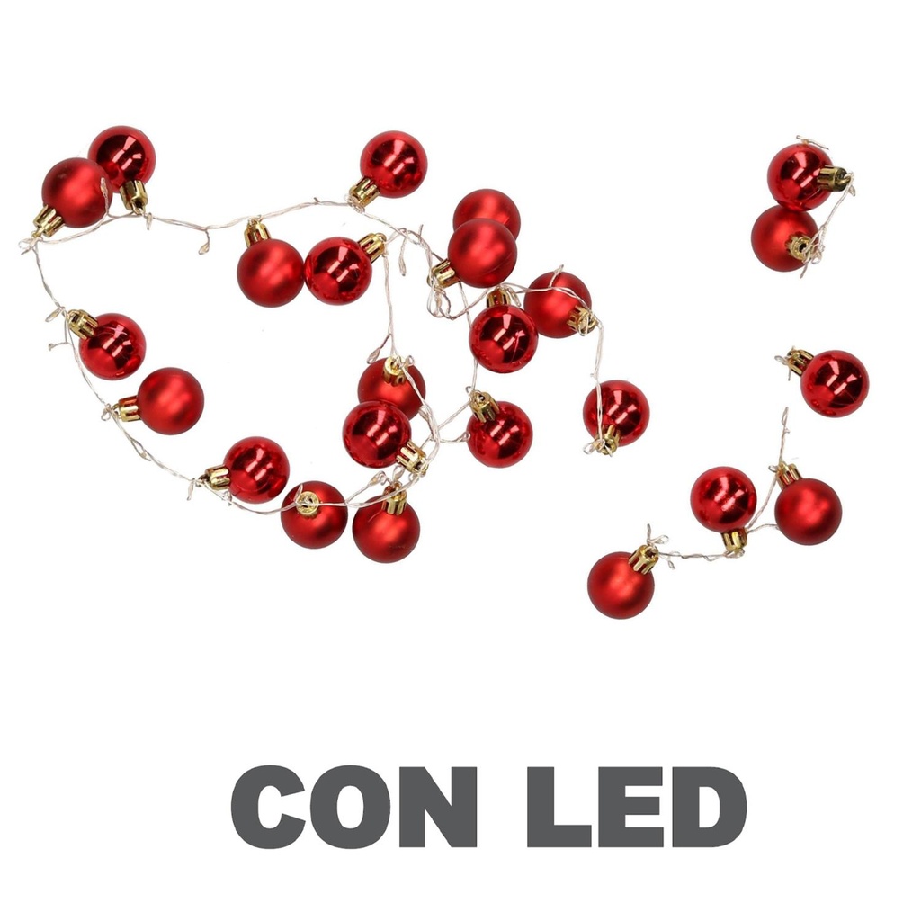 Luce filo sfera rosso 48 led bianco caldo 4x120 cm