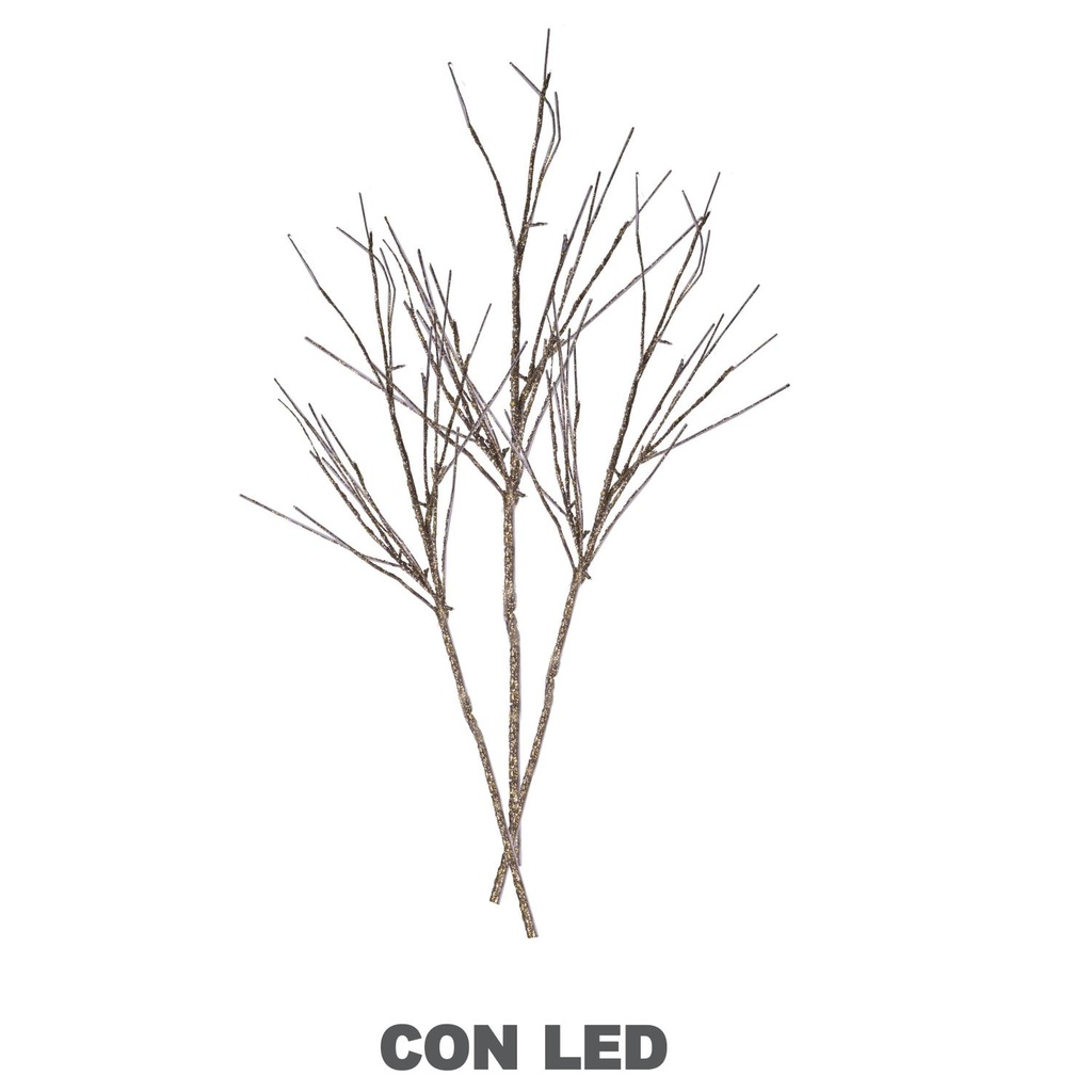 Rami luminosi glitter oro argento 72 led bianco caldo cm40x40h100 alimentazione fissa