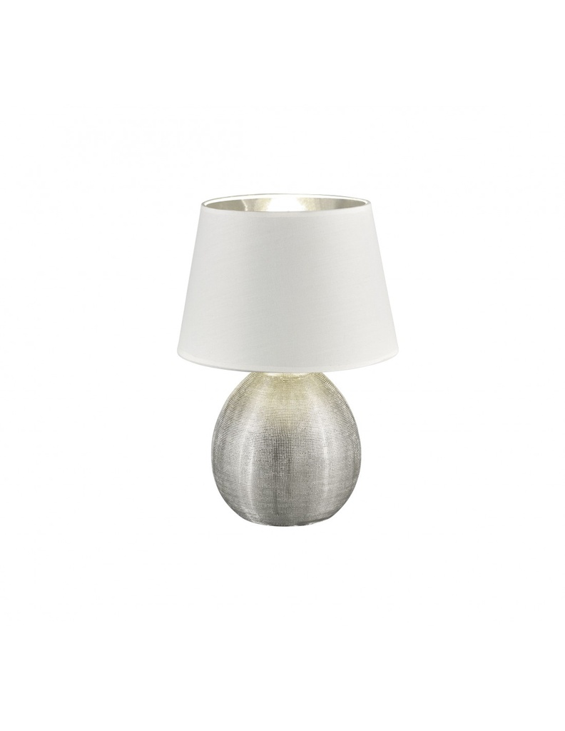 Lampada da Tavolo Luxor Argento Paralume Bianco Ø24 cm