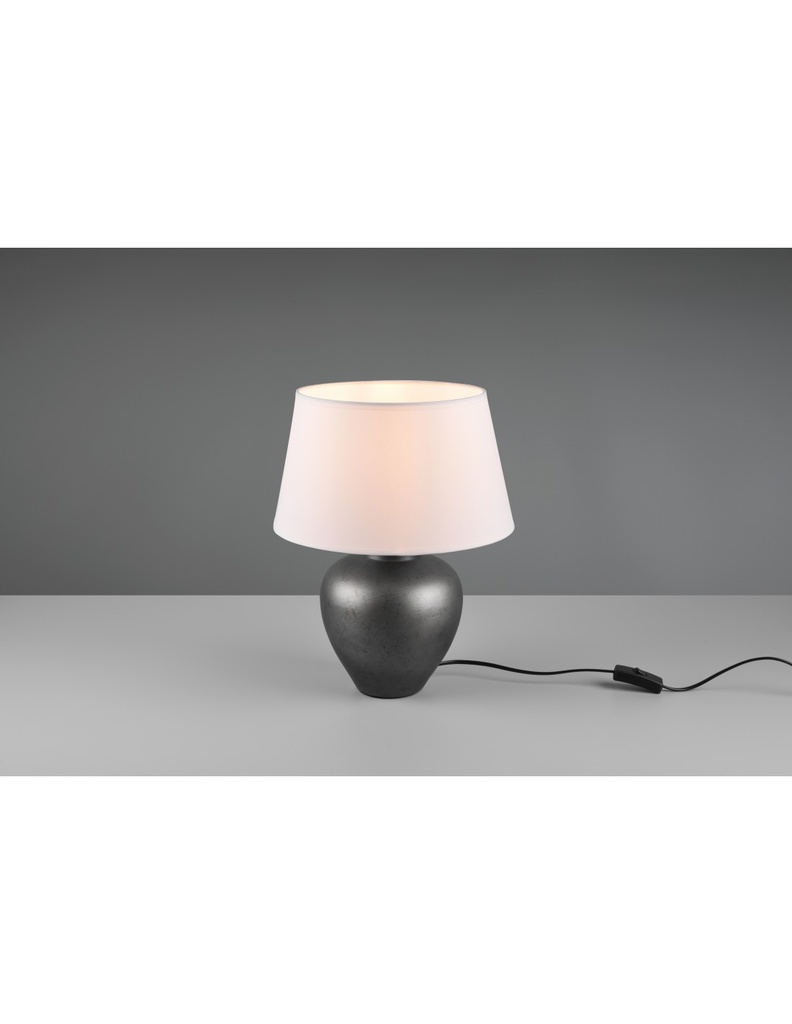 Lampada da Tavolo in Ceramica con Paralume Bianco - Lume Da Tavolo Abby 1xE27