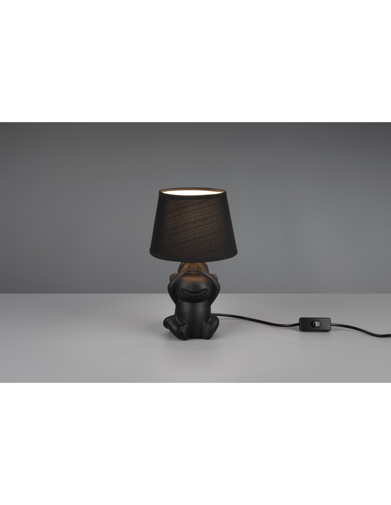Lume Da Tavolo Abu Ceramica Scimmietta &quot;Non Vedo&quot; Nero Trio Lighting