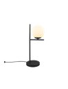 Lampada da Tavolo in Metallo Nero con Sfera in Vetro Bianco