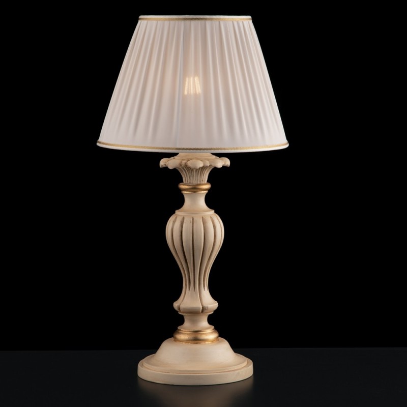 Lume legno e pasta di legno avorio e foglia oro 1 luce  dm.30