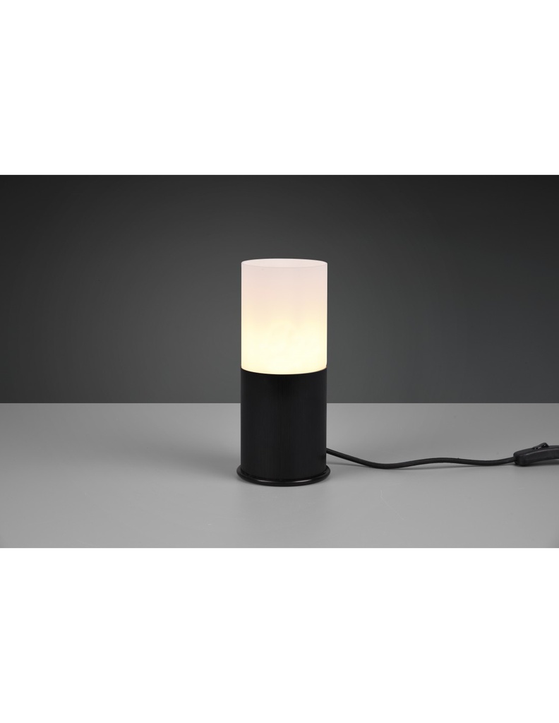 Lumetto Cilindrico Metallo Nero Vetro Bianco Trio Lighting