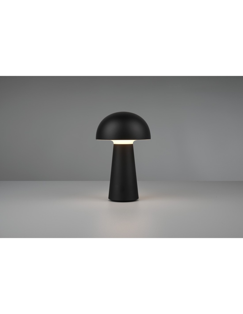 Lumetto Fungo Lennon Led Nero USB - Lampada da Tavolo Moderna con Sensore Touch e Batteria Ricaricabile