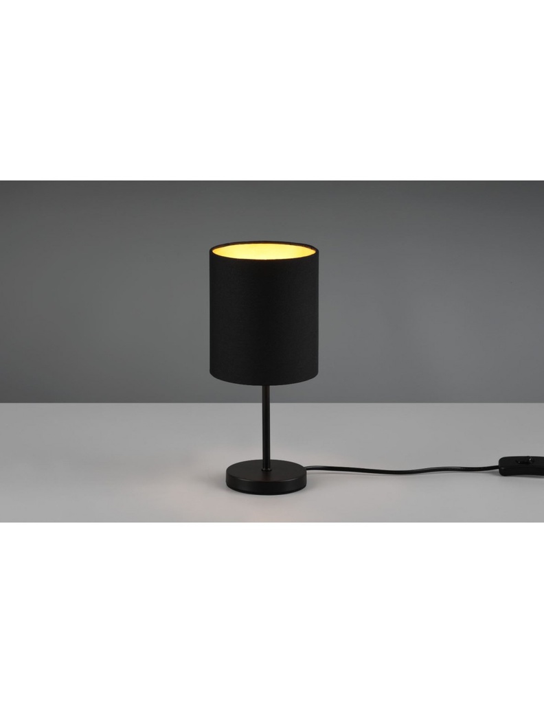Lumetto Tavolo Jerry Nero Oro Paralume Cilindro Ø13 cm Trio Lighting