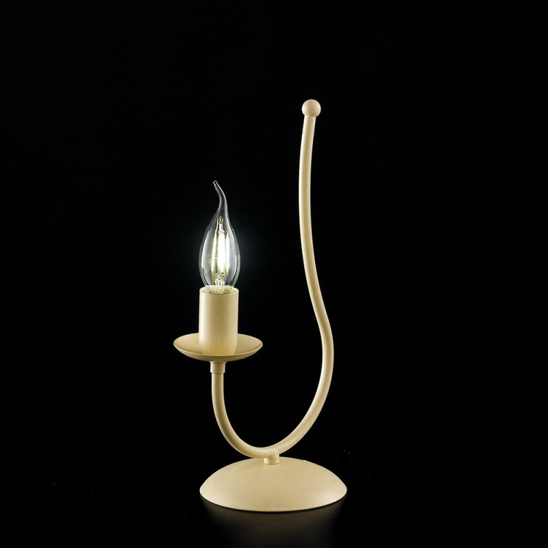 Lumetto comodino in ferro Avorio decape una luce 18x h35 cm