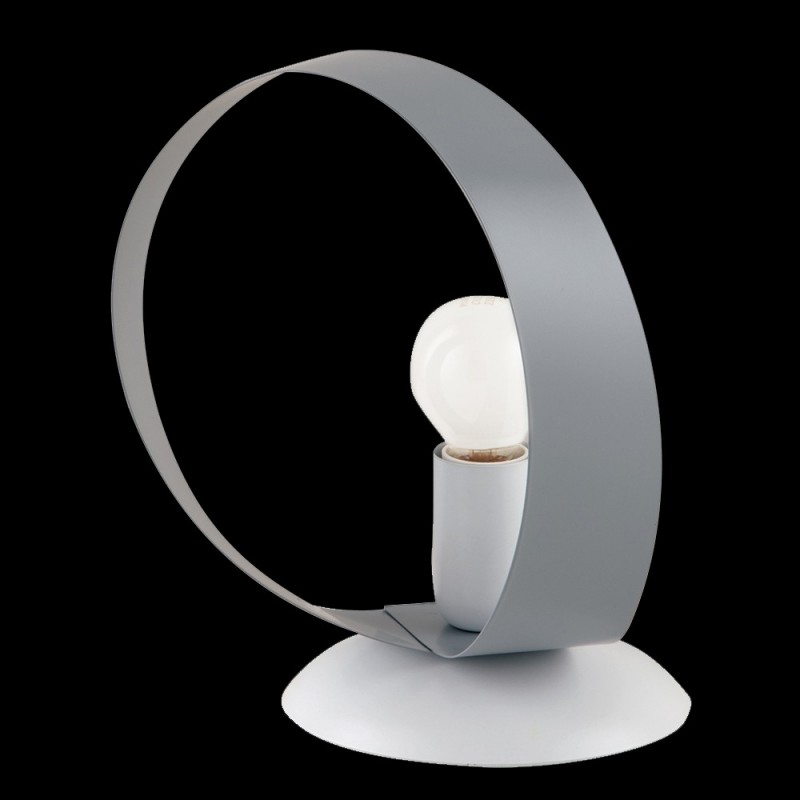 Lumetto comodino in ferro Bianco Grigio una luce 19x h21 cm