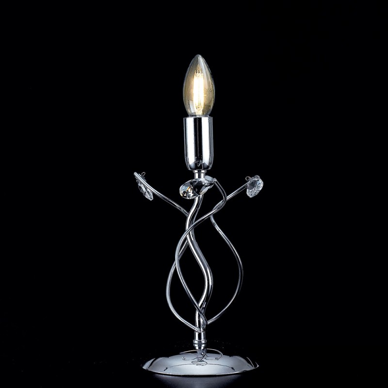 Lumetto da tavolo  in ferro cromato lucido con strass in cristallo 1 luce 15xh.27 cm