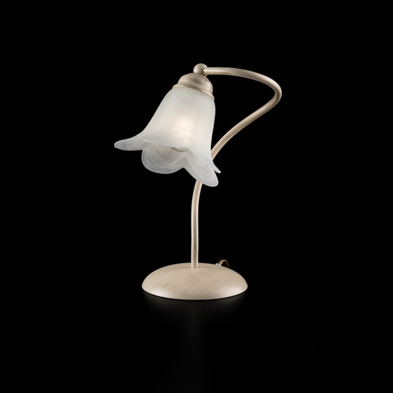 Lumetto in ferro Avorio  Oro una luce paralume in vetro Bianco 25x h31 cm