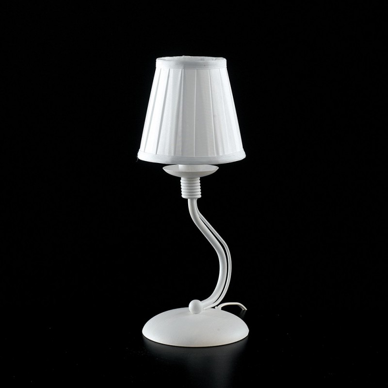 Lumetto in ferro Bianco shabby una luce paralume Bianco 17x h27 cm