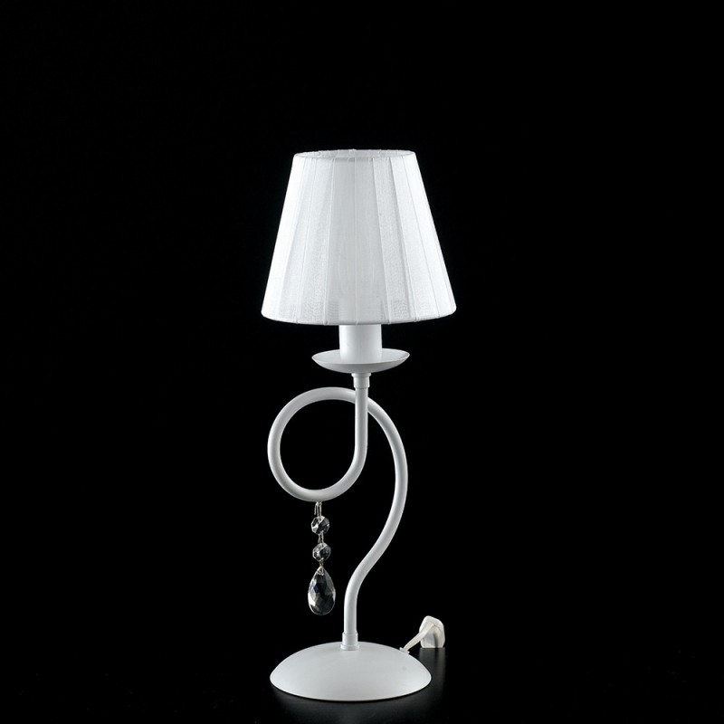 Lumetto in ferro Bianco una luce decorazione shabby paralume Bianco 14x h32 cm