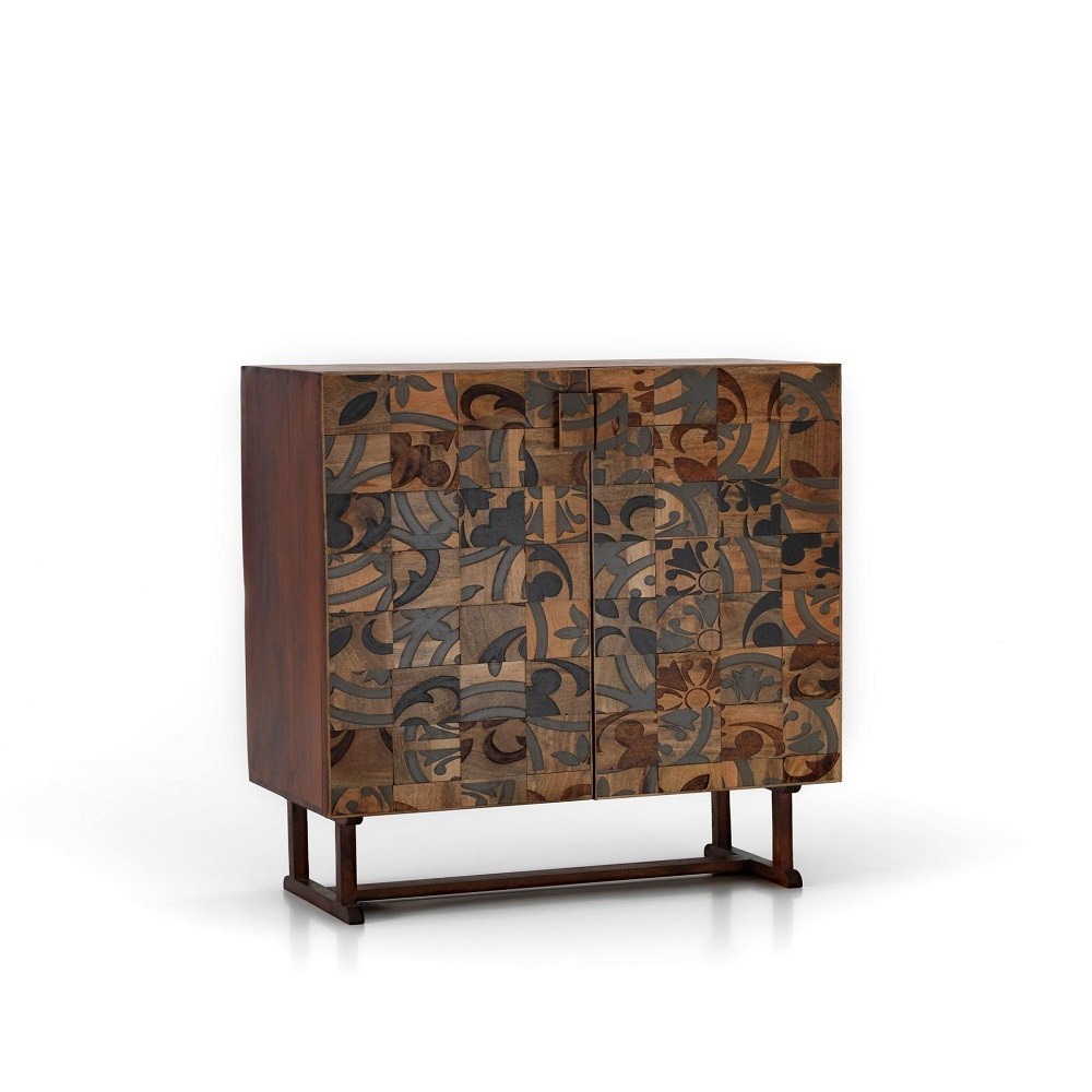 Madia etnica in legno di mango marrone, 100x45x120