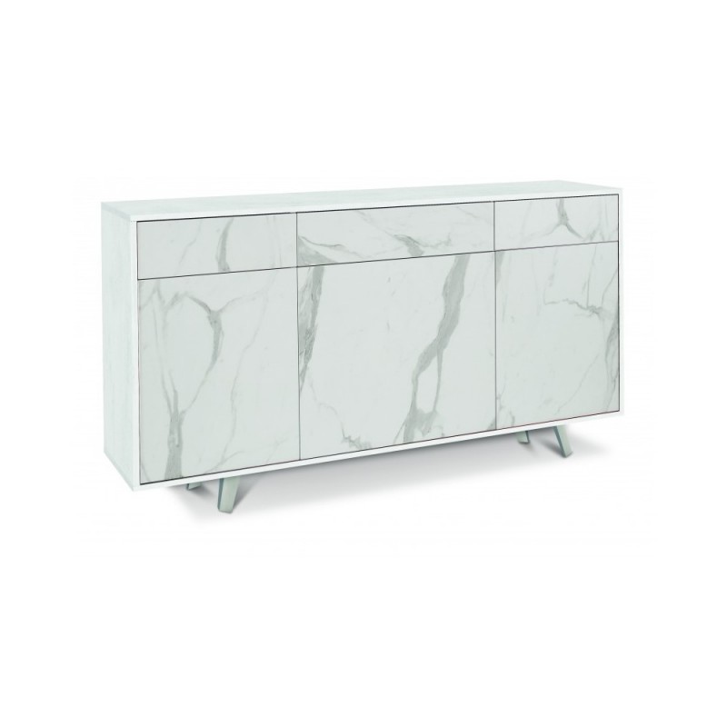 Madia tre ante tre cassetti in Marmo Bianco Ossido 164x41xh92 cm