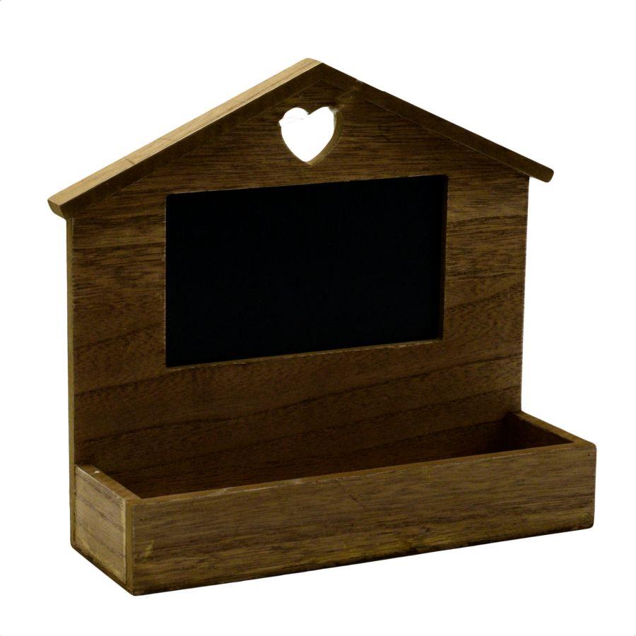 Mensola in legno a forma di casetta con lavagna, 28x8,5x24,5 cm