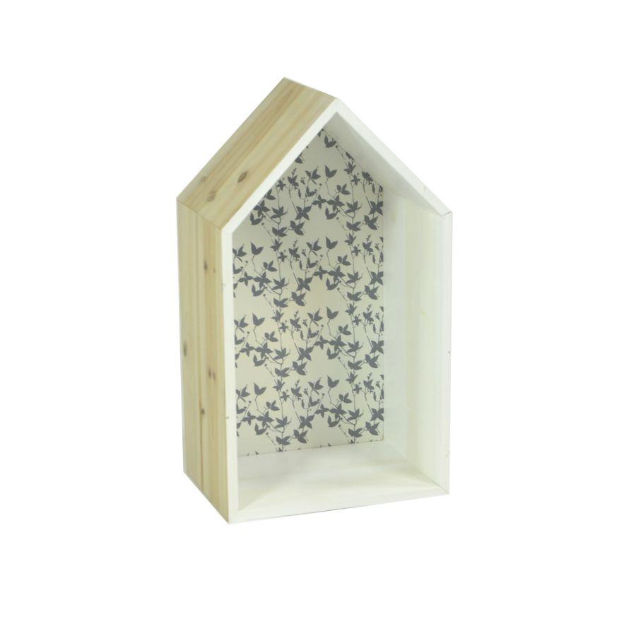 Mensola in legno a forma di casetta 25x37x15 cm