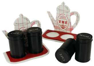 Mensola Teiera con 2 Barattoli LD-2014 12x22,5x20 cm