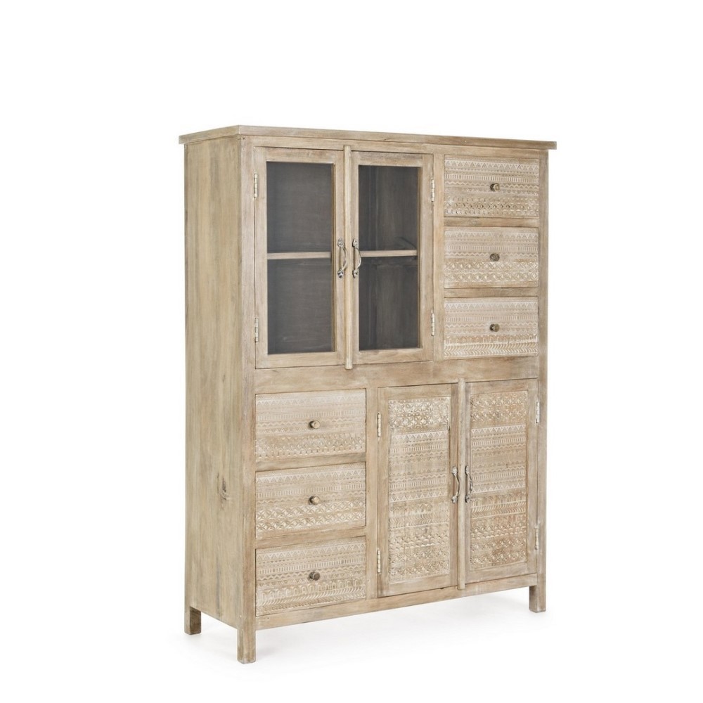 Mobile 4 ante 6 cassetti Mayra in legno naturale - Dimensioni: 110x40x150 cm