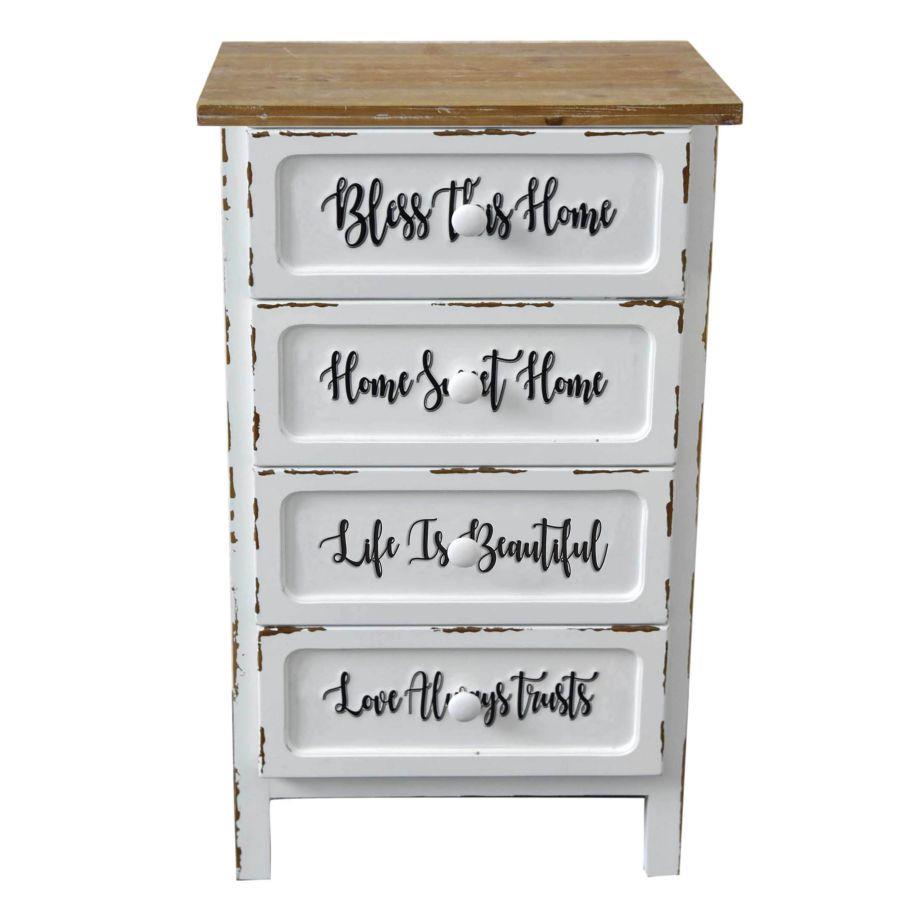 Mobile shabby con 4 cassetti - 50x38x88 cm