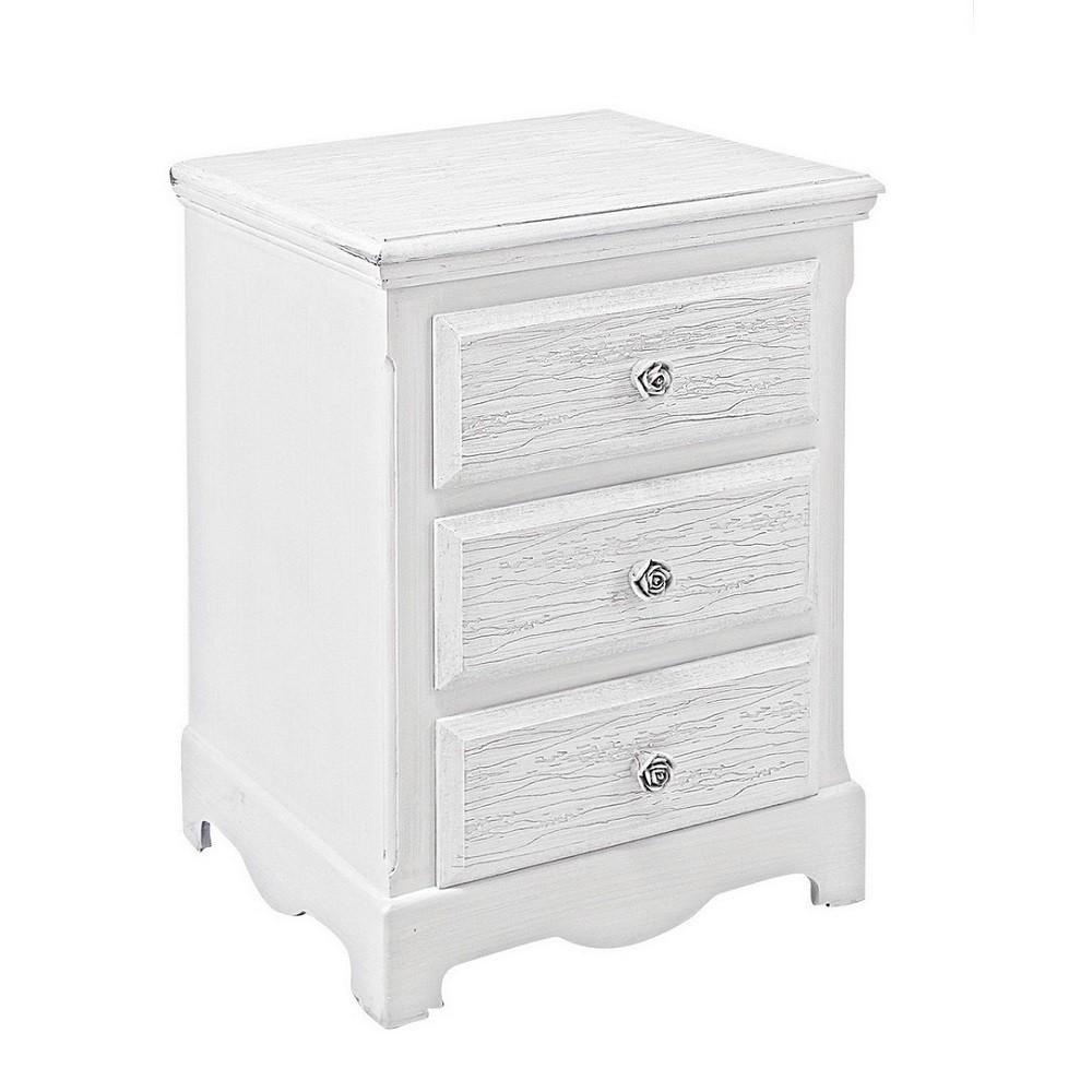 Cassettiera in legno bianco Blanc con 3 cassetti - 40 x 34 x 63,5 cm