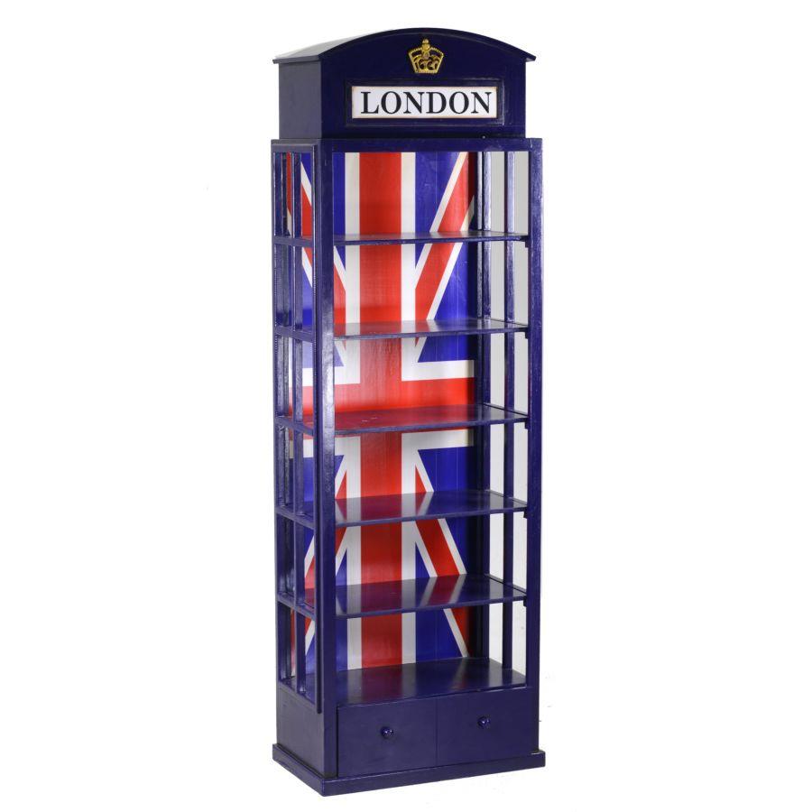 Mobile libreria blu per cameretta, 48x27x146 cm