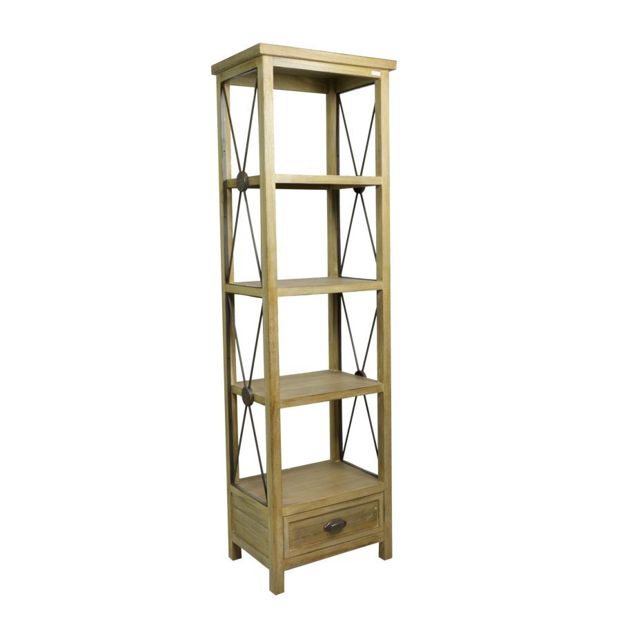 Libreria Malaga in Noce Chiaro con un Cassetto - H190 cm