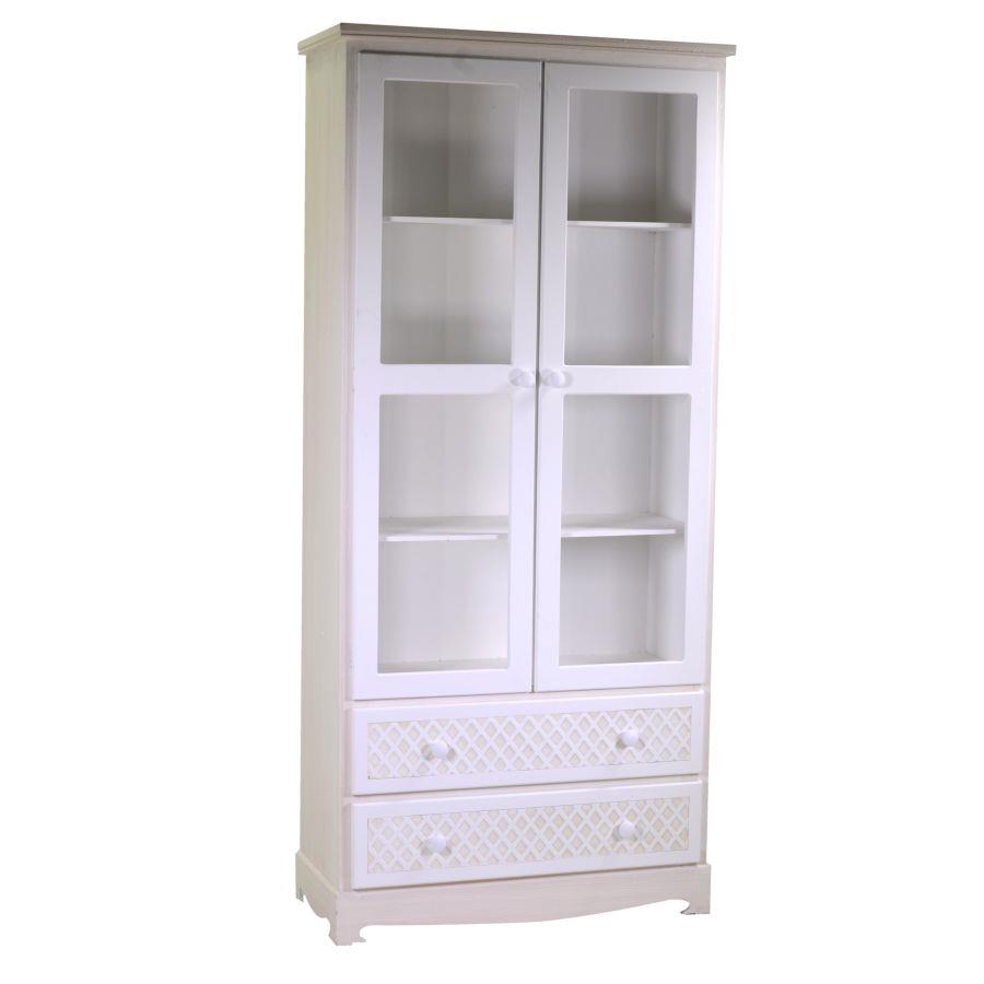 Mobile Lubecca Vetrina 2 Ante+2 Cassetti - Spazioso e Elegante - cm 82,5x35,5h180