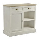Mobile shabby bianco con 2 cassetti, 1 anta e 2 ripiani - 40 x 90 x 84 cm