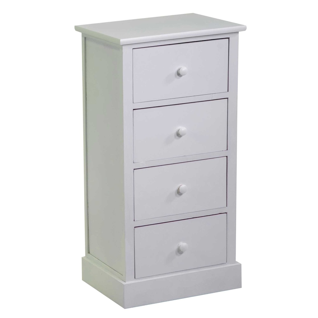 Mobiletto cassettiera bianco 4 cassetti 38x28x75 cm