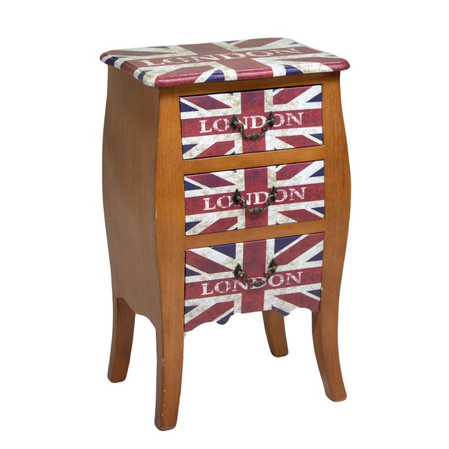 Mobiletto da camera con 3 cassetti - 40x30x67 cm