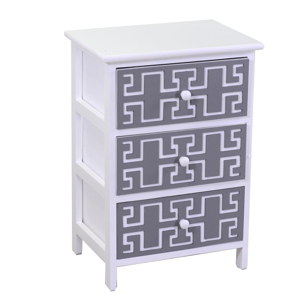 Mobiletto Gianna Cassettiera Bianco Grigio 3 Cassetti cm40x29h58