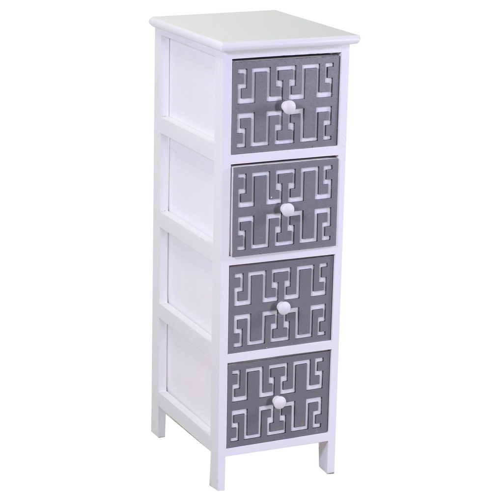 Cassettiera Gianna bianco grigio 4 cassetti cm26x32h81